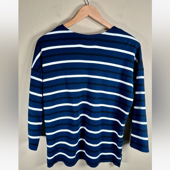 La Ligne New York Striped Cotton Breton Tee in Navy/Black/Cream - Picture 2 of 5